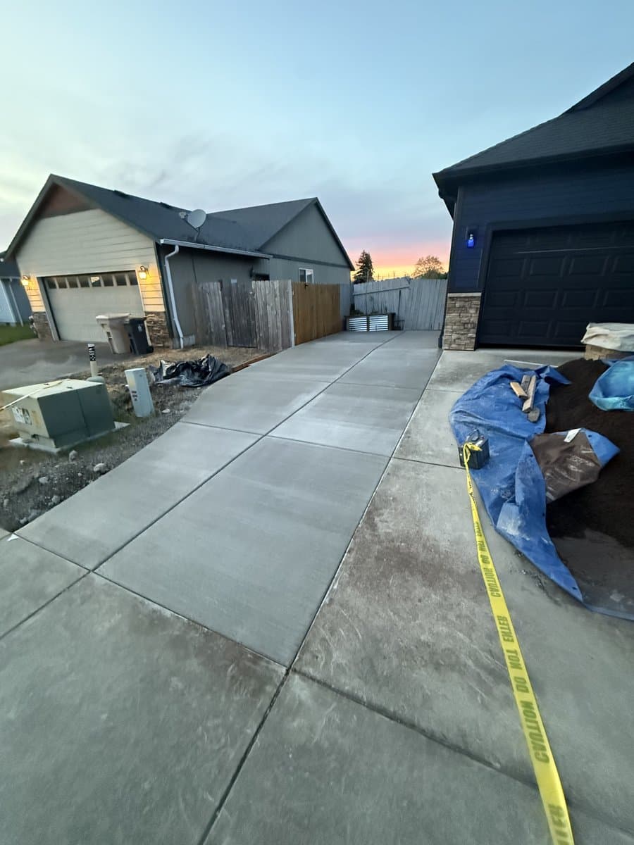 Finished driveway at dusk