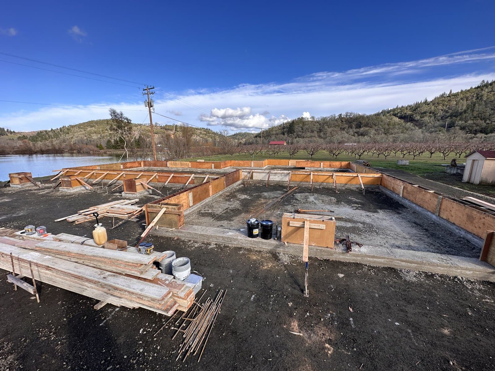 Outdoor living space with deck and landscaping